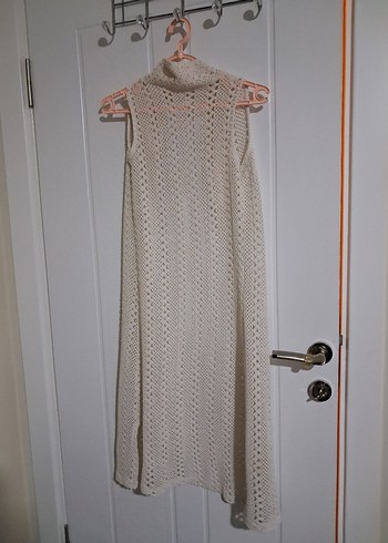 krem Uzun dantel Kadın yelek - Görsel 2