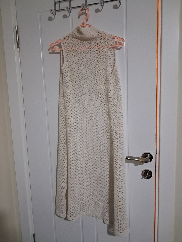 krem Uzun dantel Kadın yelek - Görsel 2