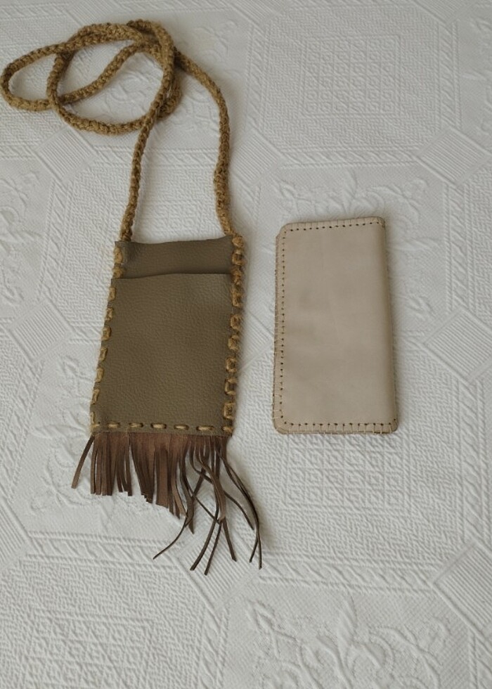 Kadın deri telefon luk ve cüzdan - Görsel 3