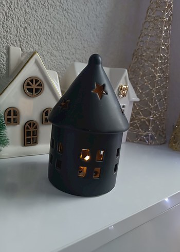 Siyah Kule Şeklinde Mumluk seramik ev - Görsel 2