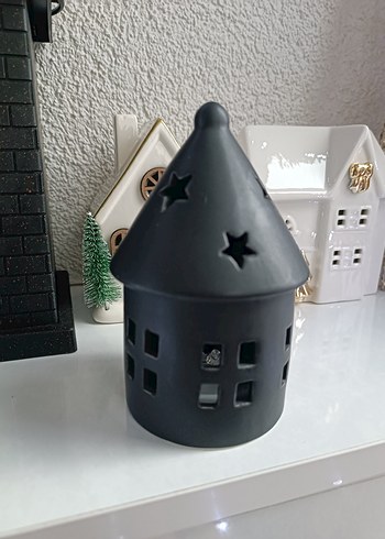 Siyah Kule Şeklinde Mumluk seramik ev - Görsel 5