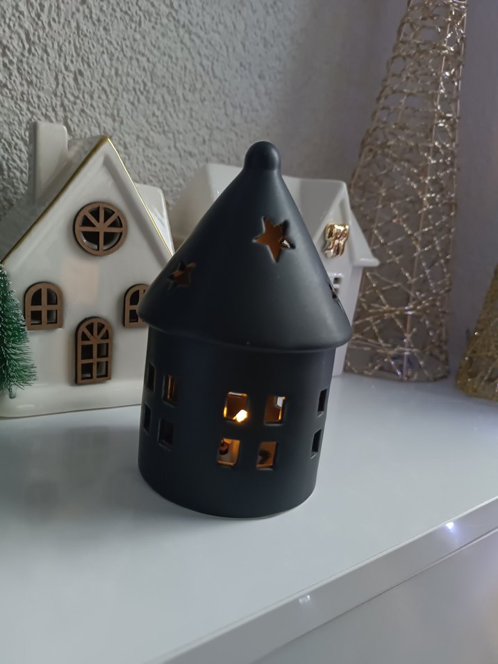 Siyah Kule Şeklinde Mumluk seramik ev - Görsel 2