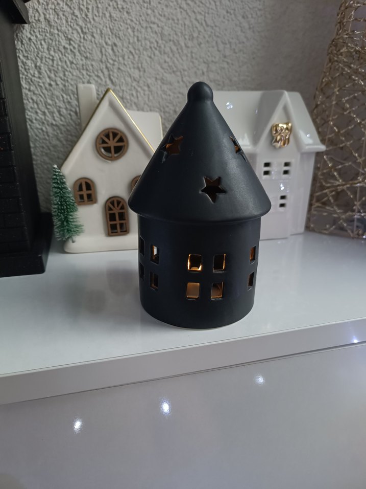 Siyah Kule Şeklinde Mumluk seramik ev - Görsel 3