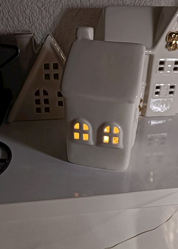 Seramik Ev Şeklinde Dekoratif Mumluk - Görsel 4