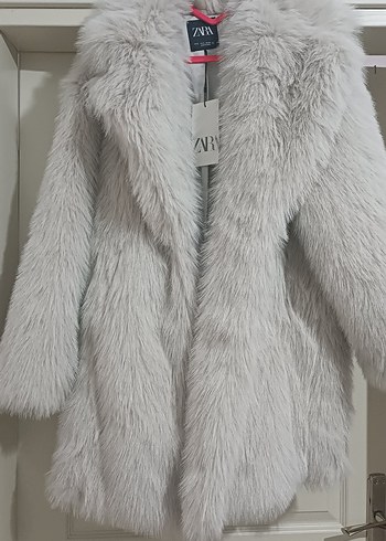 Gri Midi Boy Kadın Suni Kürk Ceket - Görsel 4