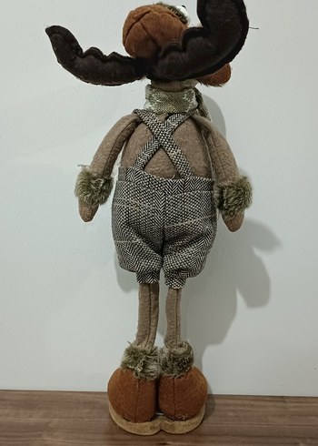 Gri atkılı kahverengi peluş oyuncak geyik - Görsel 2