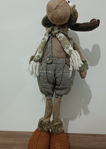 Gri atkılı kahverengi peluş oyuncak geyik - Görsel 3