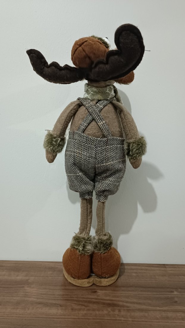 Gri atkılı kahverengi peluş oyuncak geyik - Görsel 2