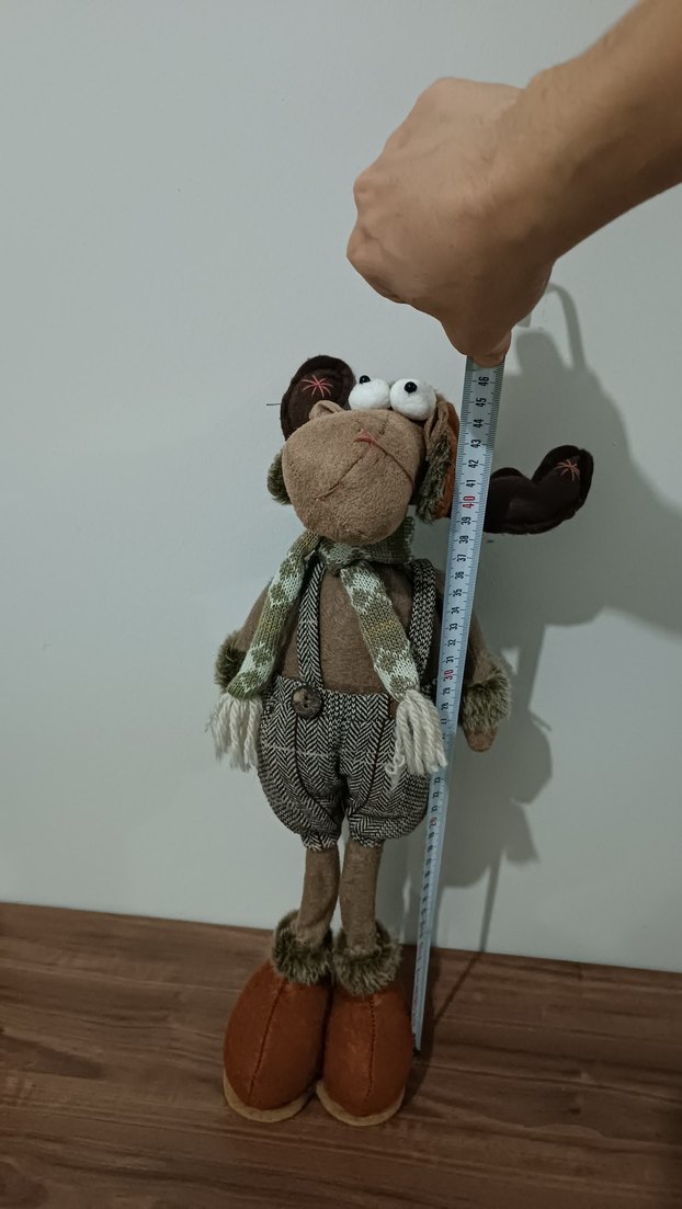 Gri atkılı kahverengi peluş oyuncak geyik - Görsel 5