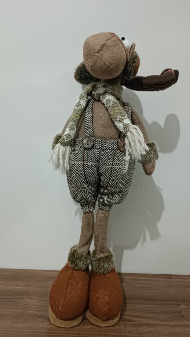 Gri atkılı kahverengi peluş oyuncak geyik - Görsel 3