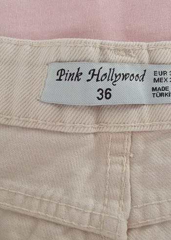 Bej Kadın Mini Kot Şort Düğmeli - Görsel 4