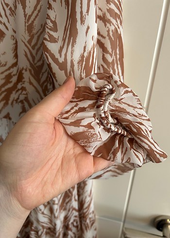 Uzun Kollu Bohem Zebra Desenli Elbise - Görsel 2