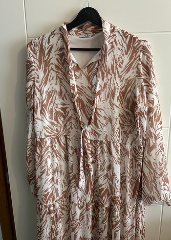 Uzun Kollu Bohem Zebra Desenli Elbise - Görsel 3