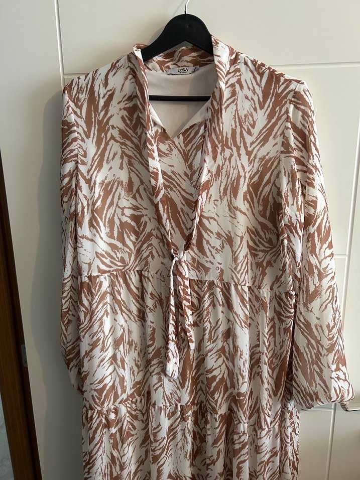 Uzun Kollu Bohem Zebra Desenli Elbise - Görsel 3