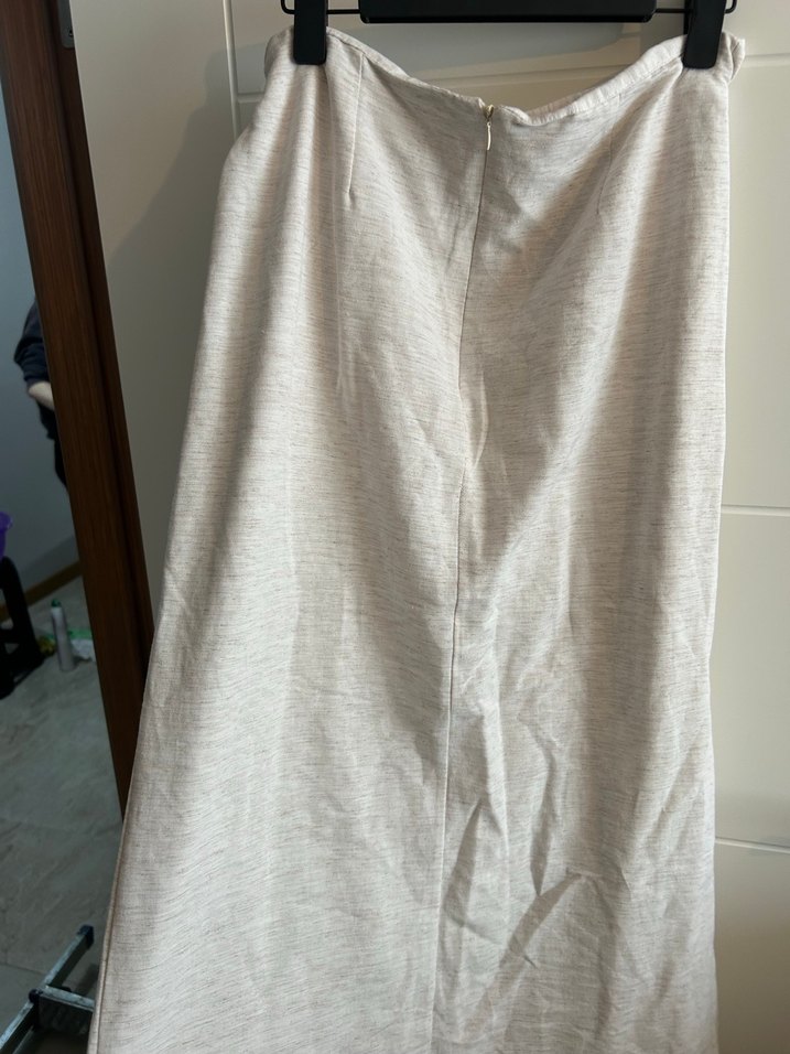 Bej Keten Uzun Salaş Etek - Görsel 3