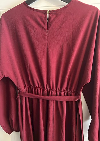 Bordo Kadın Uzun Salaş Elbise - Görsel 4