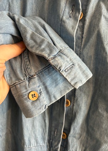 Kadın Mavi Denim Gömlek Elbise - Görsel 3