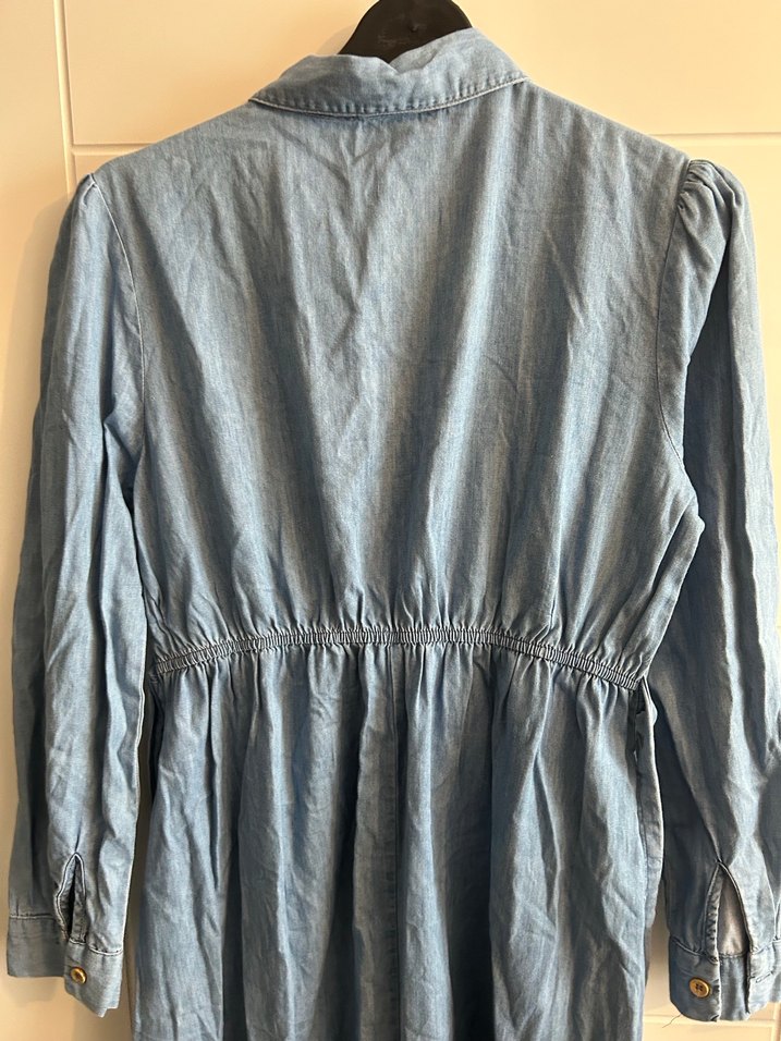 Kadın Mavi Denim Gömlek Elbise - Görsel 4