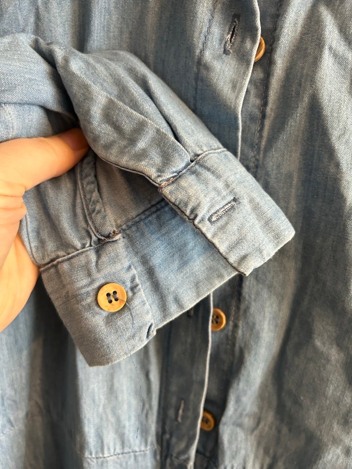 Kadın Mavi Denim Gömlek Elbise - Görsel 3