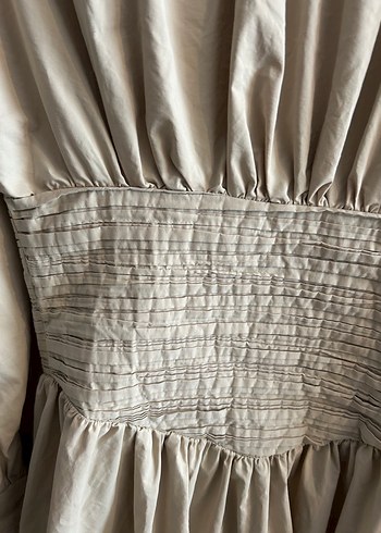 Bej Uzun Keten Elbise, Drapeli, Bohem Tarz - Görsel 2