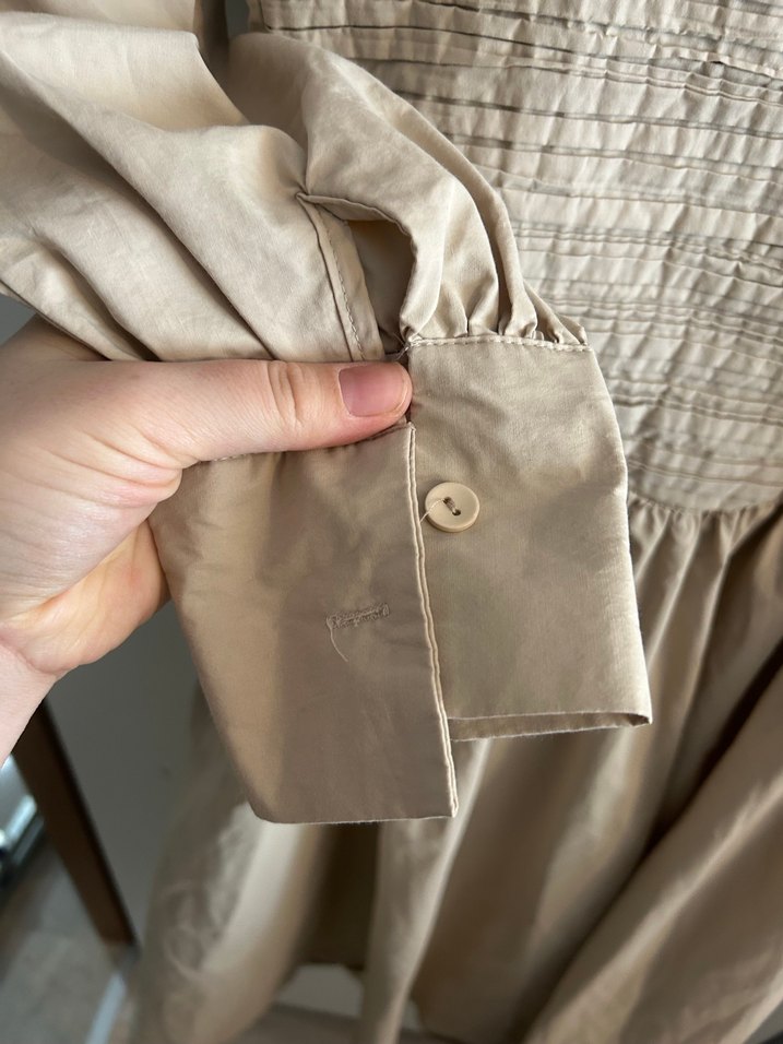 Bej Uzun Keten Elbise, Drapeli, Bohem Tarz - Görsel 3