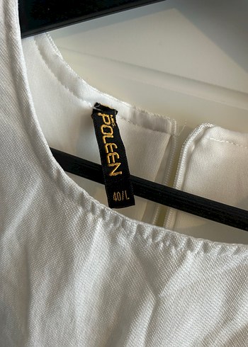 Nakışlı Beyaz Uzun Keten Elbise - Görsel 4