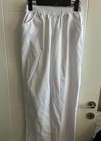 Beyaz Kadın Keten Salaş Pantolon - Görsel 3