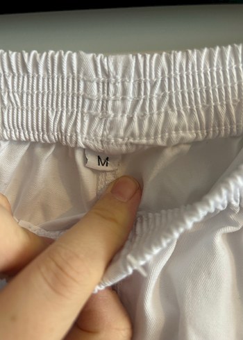 Beyaz Kadın Keten Salaş Pantolon - Görsel 5