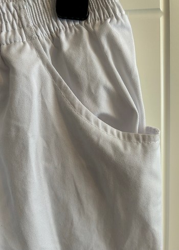 Beyaz Kadın Keten Salaş Pantolon - Görsel 2