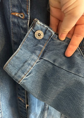 Düğmeli Mavi Kadın Denim Ceket - Görsel 3