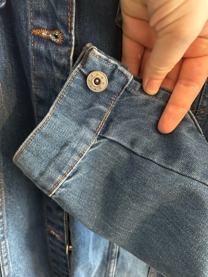 Düğmeli Mavi Kadın Denim Ceket - Görsel 3