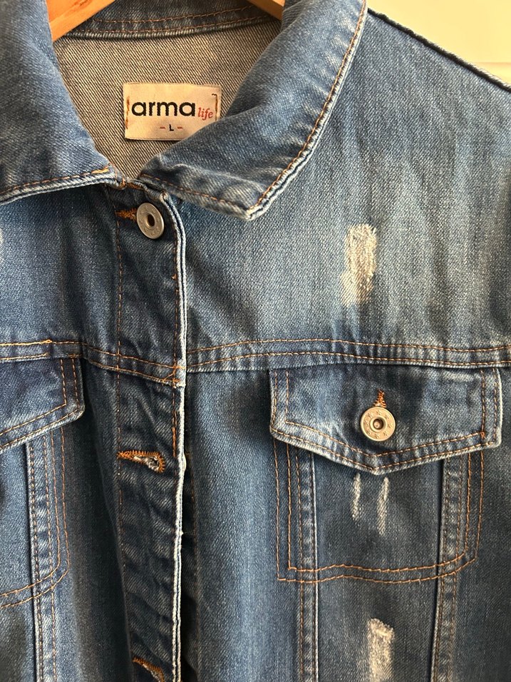 Düğmeli Mavi Kadın Denim Ceket - Görsel 2