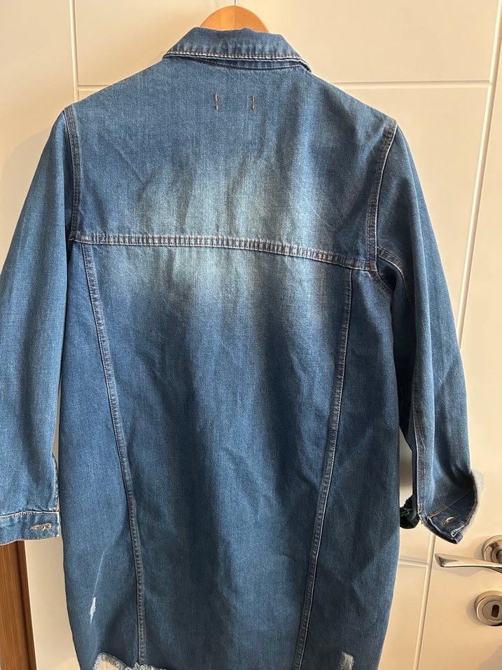 Düğmeli Mavi Kadın Denim Ceket - Görsel 5