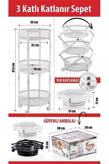 Diğer 3 Katlı Metal Katlanır Patates soğanlık