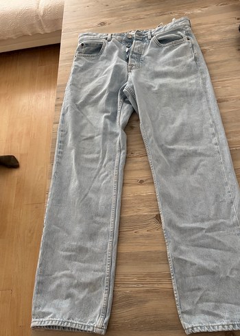 44 Beden mavi Renk PULL&BEAR Düğmeli Loose Fit erkek Denim Pantolon