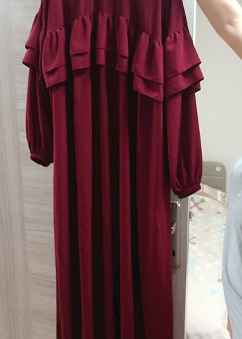 44 Beden Bordo Fırfırlı Uzun ferace