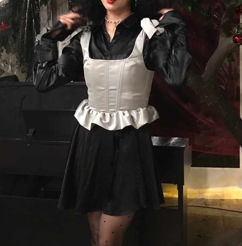 Gümüş Saten Fırfırlı Korse Büstiyer - Görsel 5