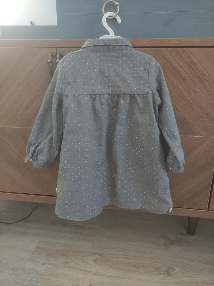 Zara Gri Puantiyeli Uzun Kollu Kız Elbisesi - Görsel 2