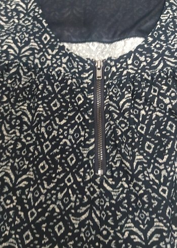 Desenli Siyah Kolsuz Mini Tulum - Görsel 5