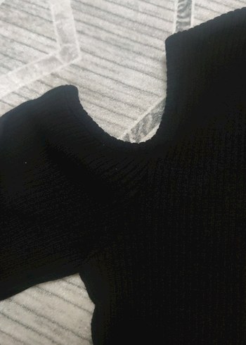 Siyah Boğazlı Uzun Kollu Örgü Kadın Kazak - Görsel 4