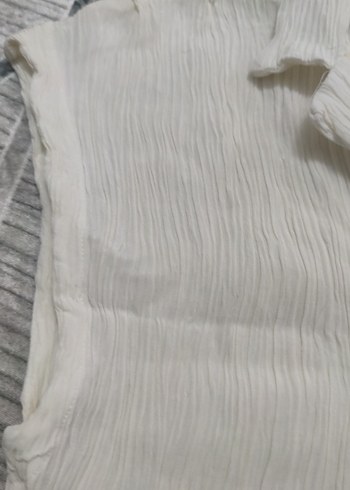 Bohem Beyaz Keten Kolsuz Gömlek - Görsel 3