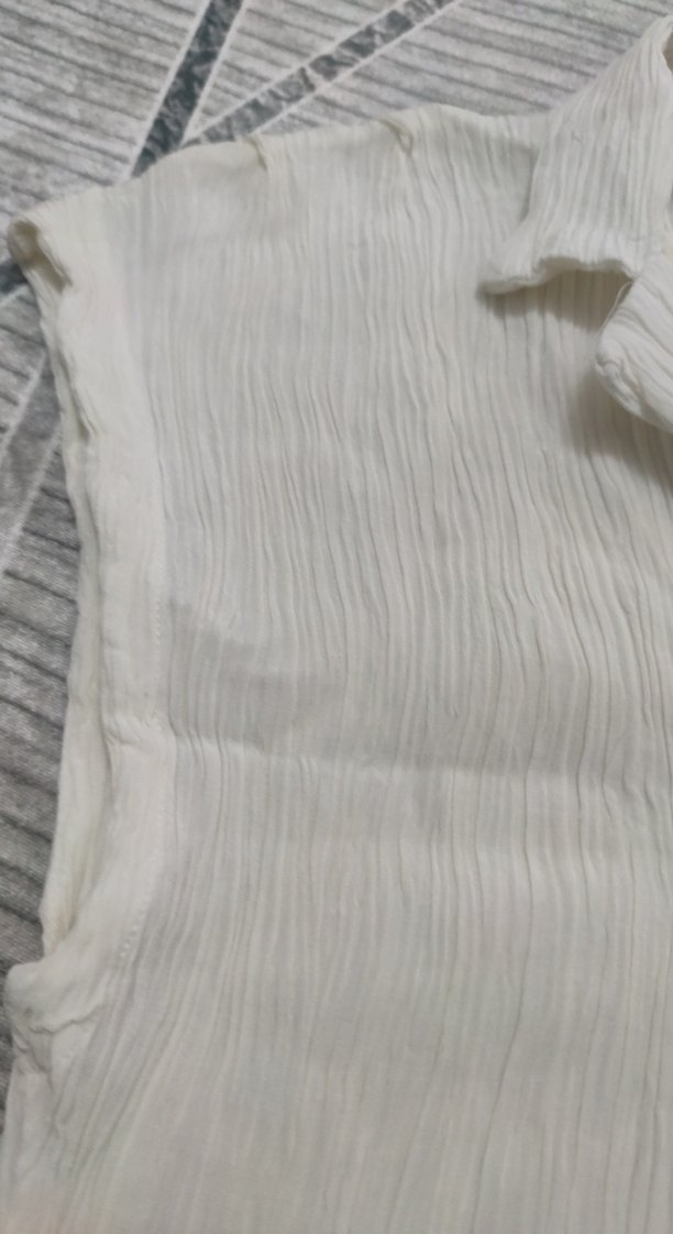 Bohem Beyaz Keten Kolsuz Gömlek - Görsel 3