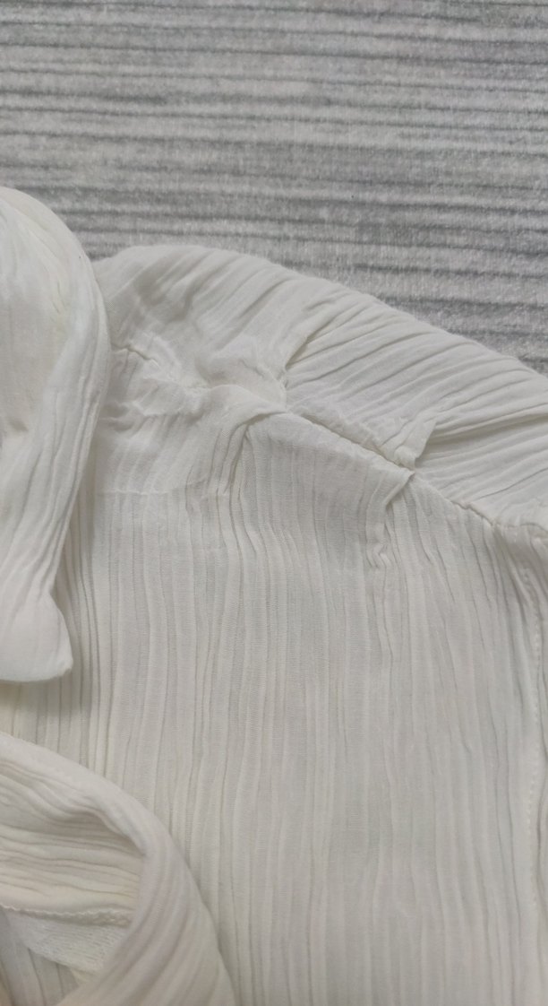 Bohem Beyaz Keten Kolsuz Gömlek - Görsel 5