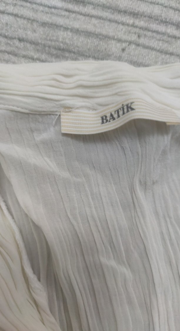 Bohem Beyaz Keten Kolsuz Gömlek - Görsel 4