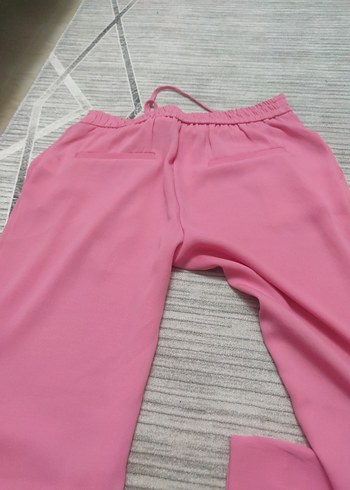 Pembe Kadın Piliseli Kumaş Pantolon - Görsel 4