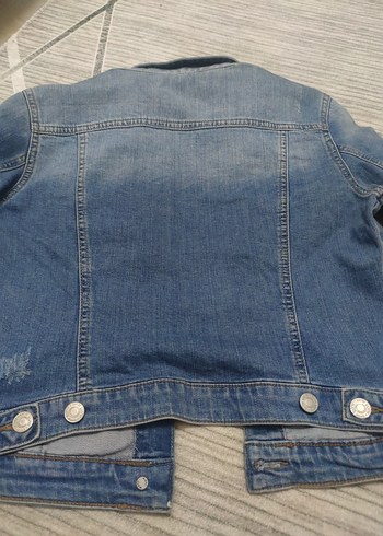 Düğmeli Mavi Kadın Denim Ceket - Görsel 5