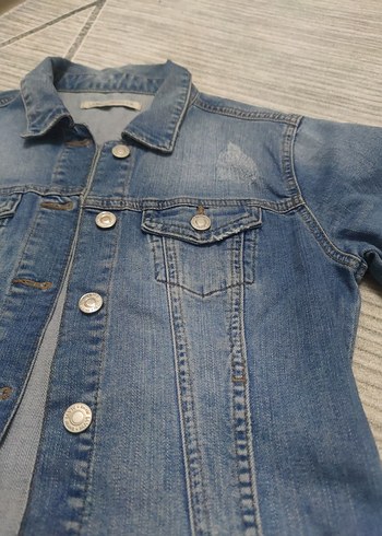 Düğmeli Mavi Kadın Denim Ceket - Görsel 3