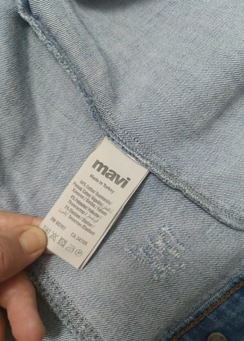 Düğmeli Mavi Kadın Denim Ceket - Görsel 6