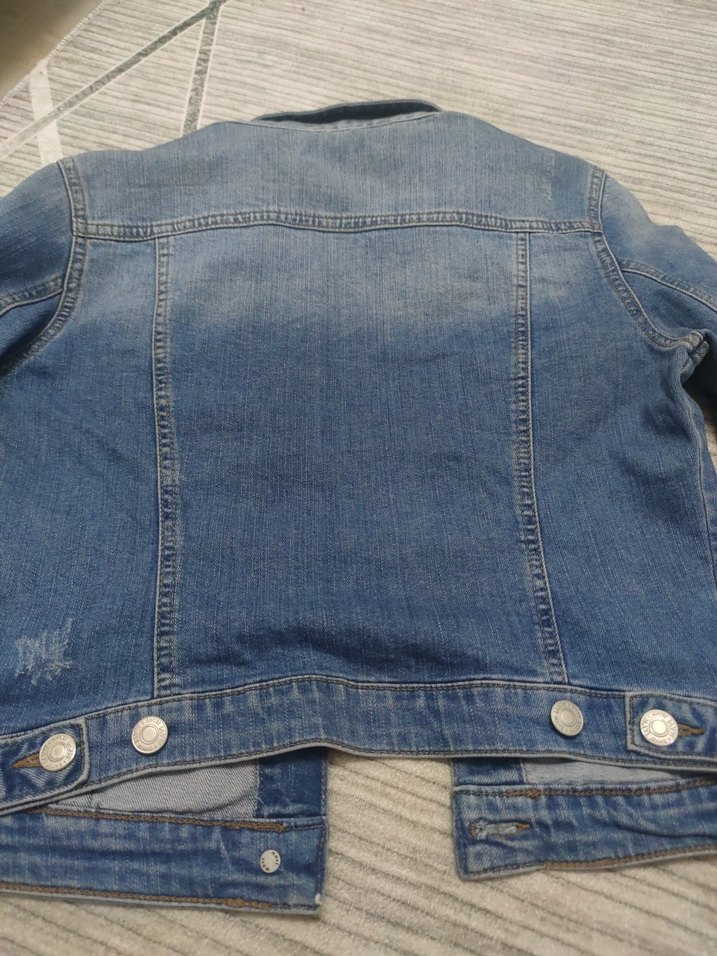 Düğmeli Mavi Kadın Denim Ceket - Görsel 5