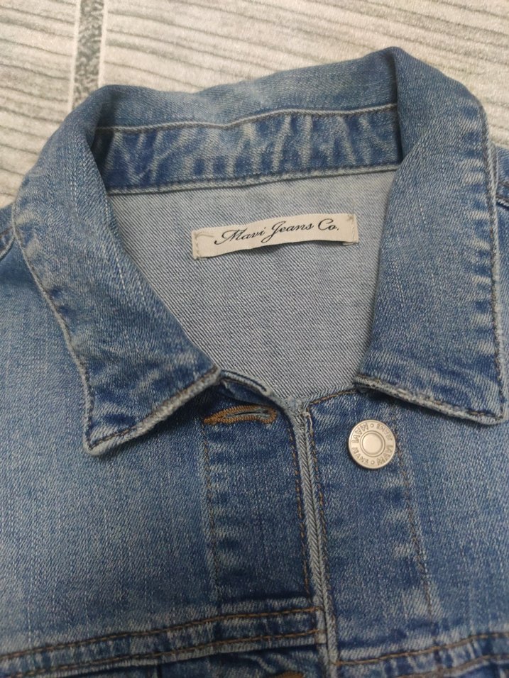 Düğmeli Mavi Kadın Denim Ceket - Görsel 2